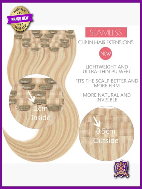 Seamless PU Weft Clip In Hair Extensions 14\